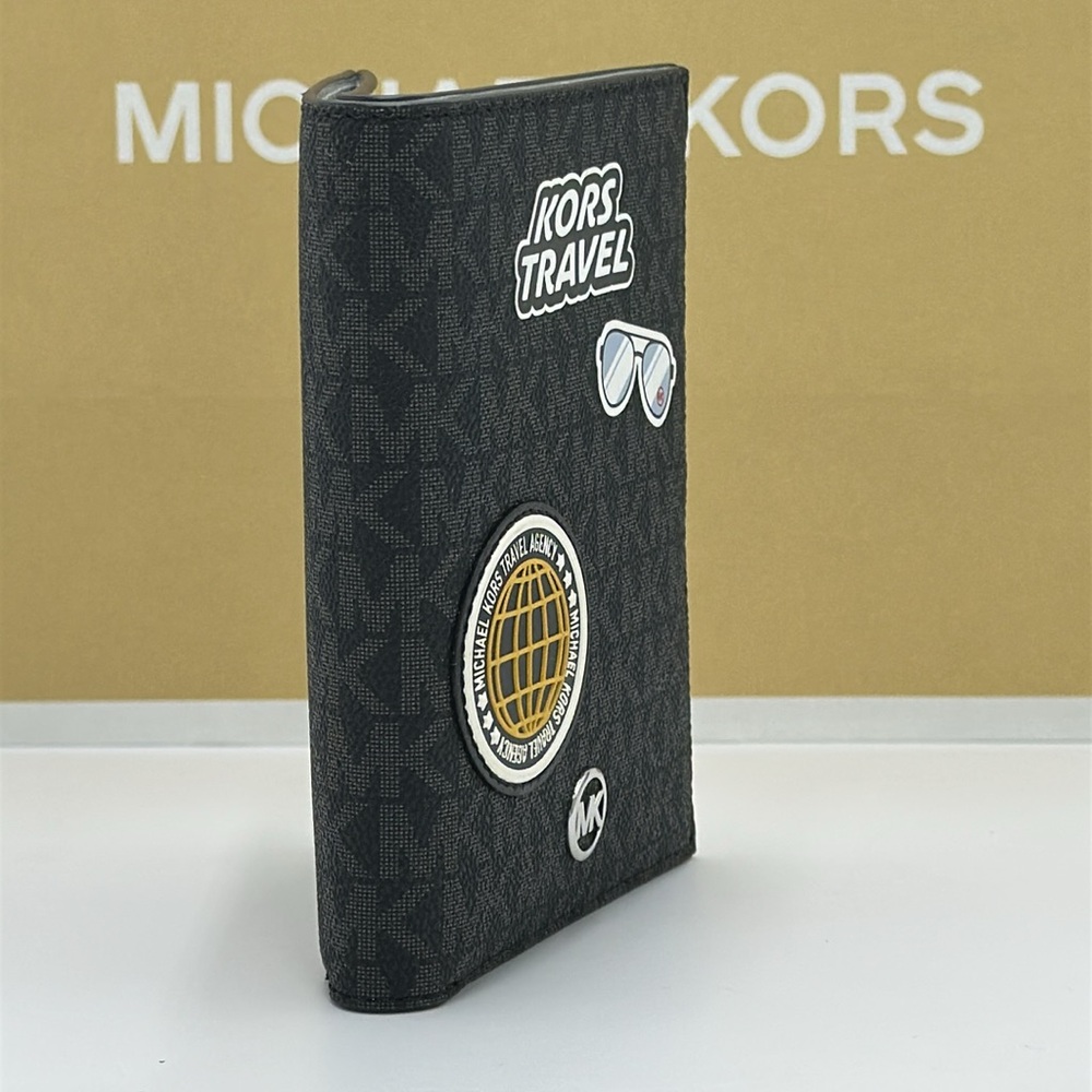 Michael Kors Black Passport Cover with Patches - Picture 3 of 10